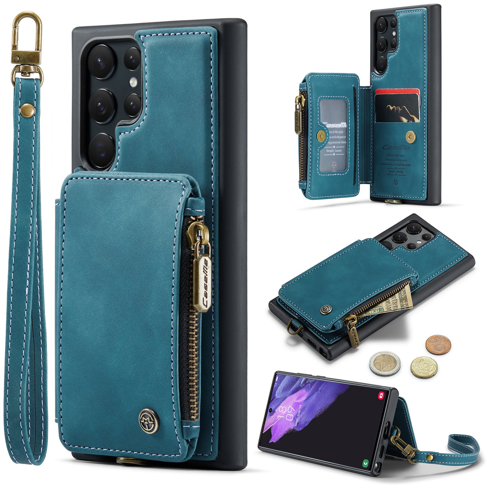CASEME C20 Series Anti-drop Phone Case for Samsung Galaxy S23 Ultra RFID Blocking Zipper Pocket Protective Phone Cover Wallet Kickstand CASEME C20 Series Anti-drop Phone Case for Samsung Galaxy S23 Ultra RFID Blocking Zipper Pocket Protective Phone Cover Wallet Kickstand